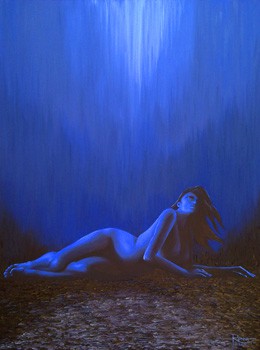 Out of the Black and Into the Blue : 36” x 48” : oil on canvas